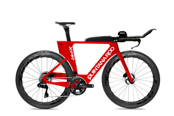 Red frame white decal zipp wheels