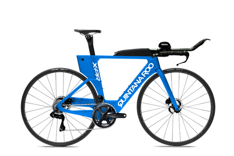 Blue frame white decal shimano wheels