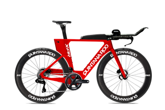 Red frame white decal enve wheels
